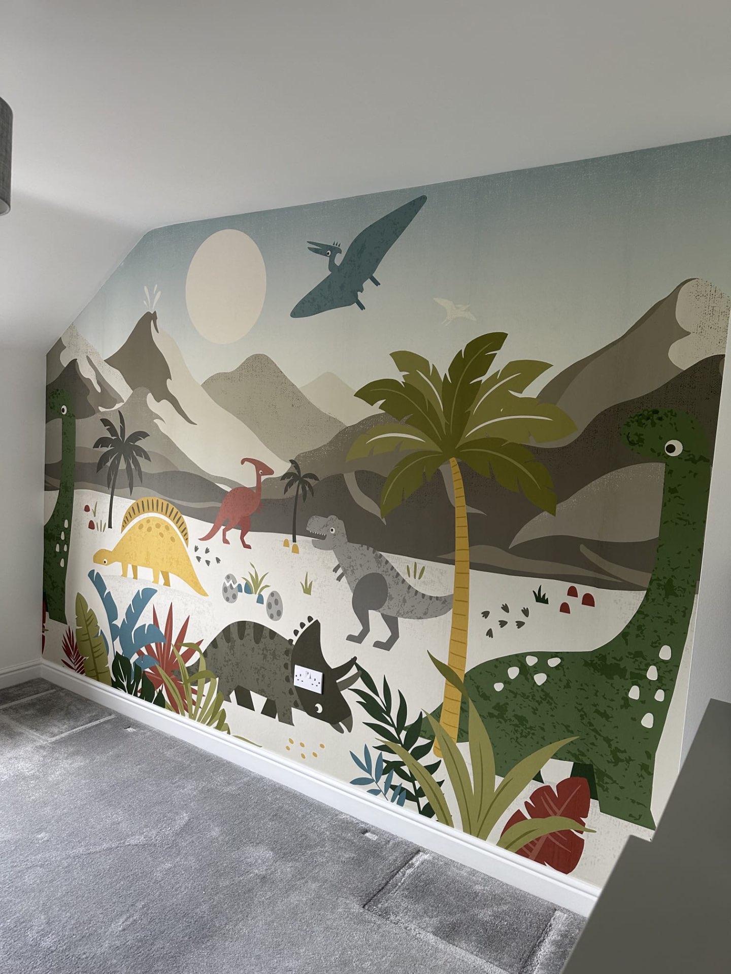 Dinosaur mural wallpaper, finished